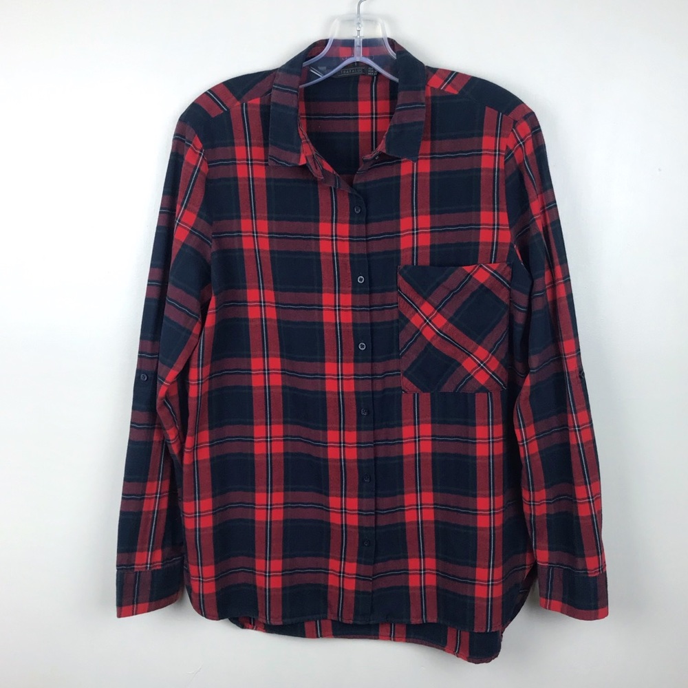 Zara | Plaid Navy/Blue Button Down Shirt